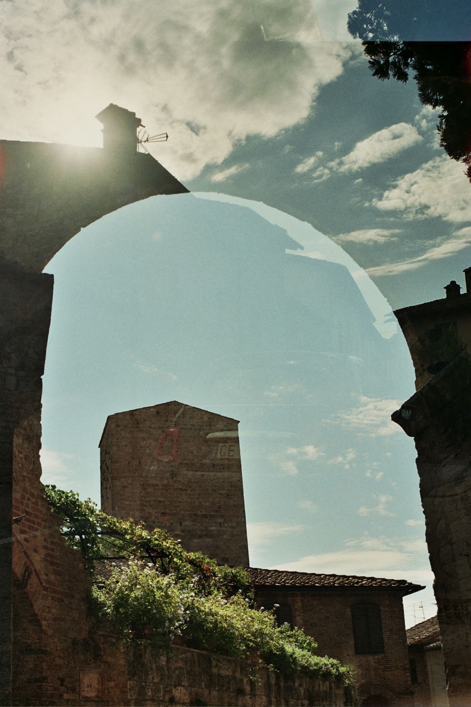 Ancient archway with sunlight
