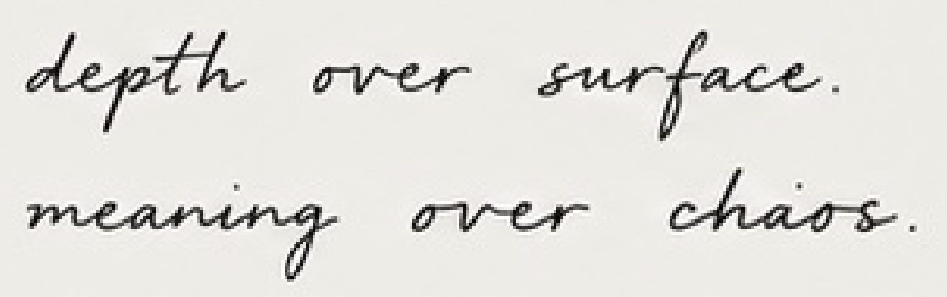 depth over surface. meaning over chaos.